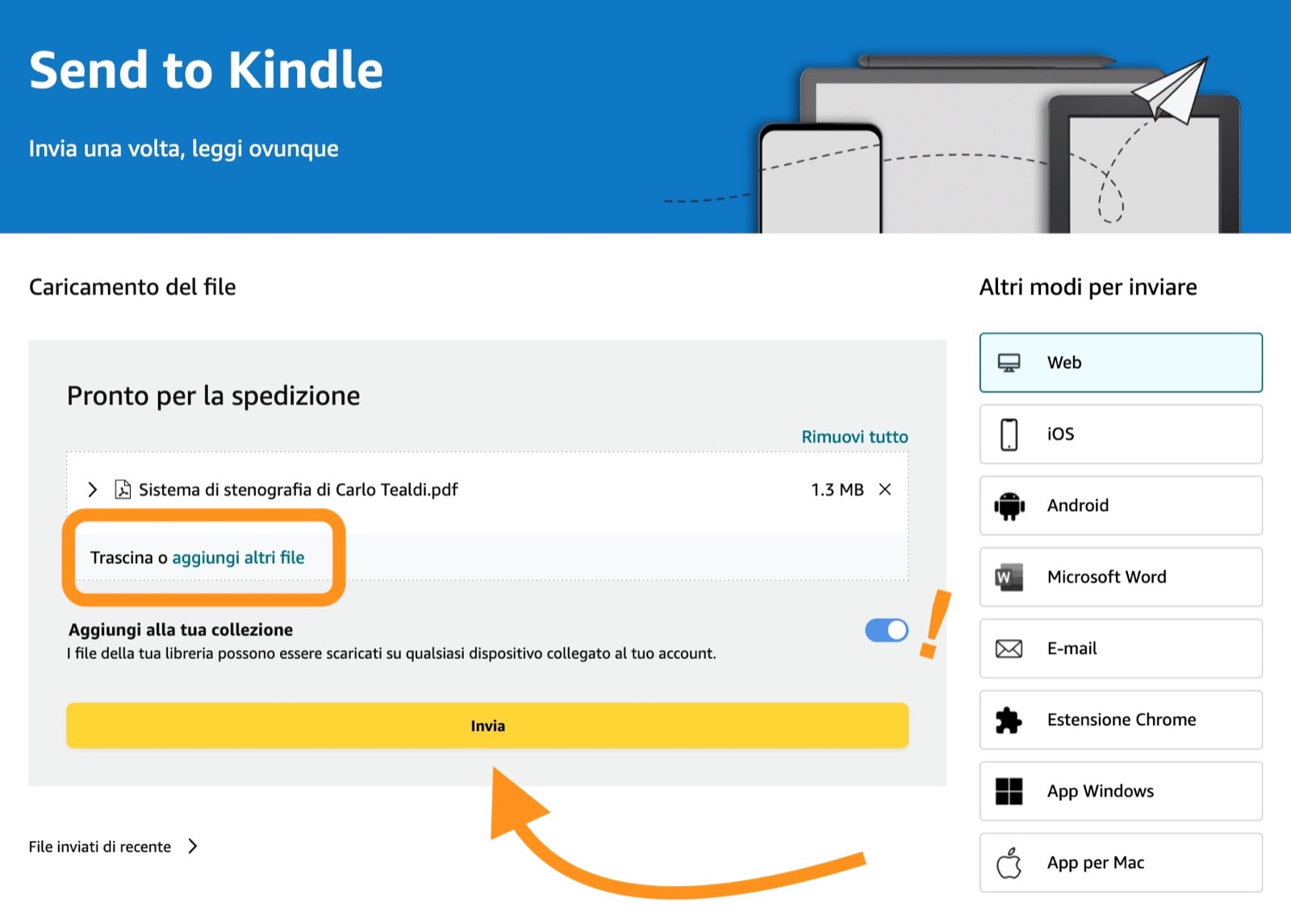 Come inviare ebook a Kindle anche non comprati da Amazon