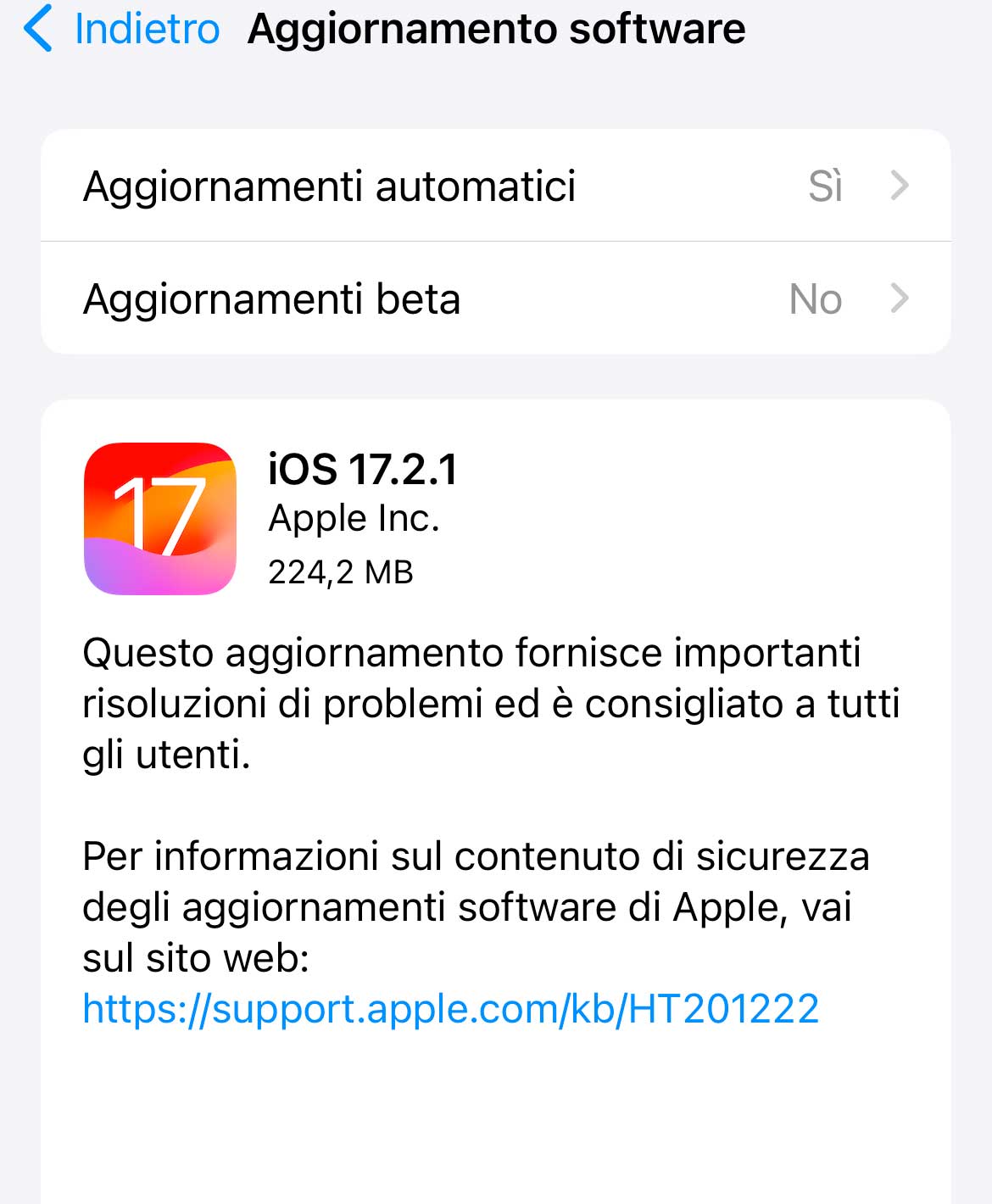 Mise à jour disponible pour iOS 17.2.1 avec correction de bugs