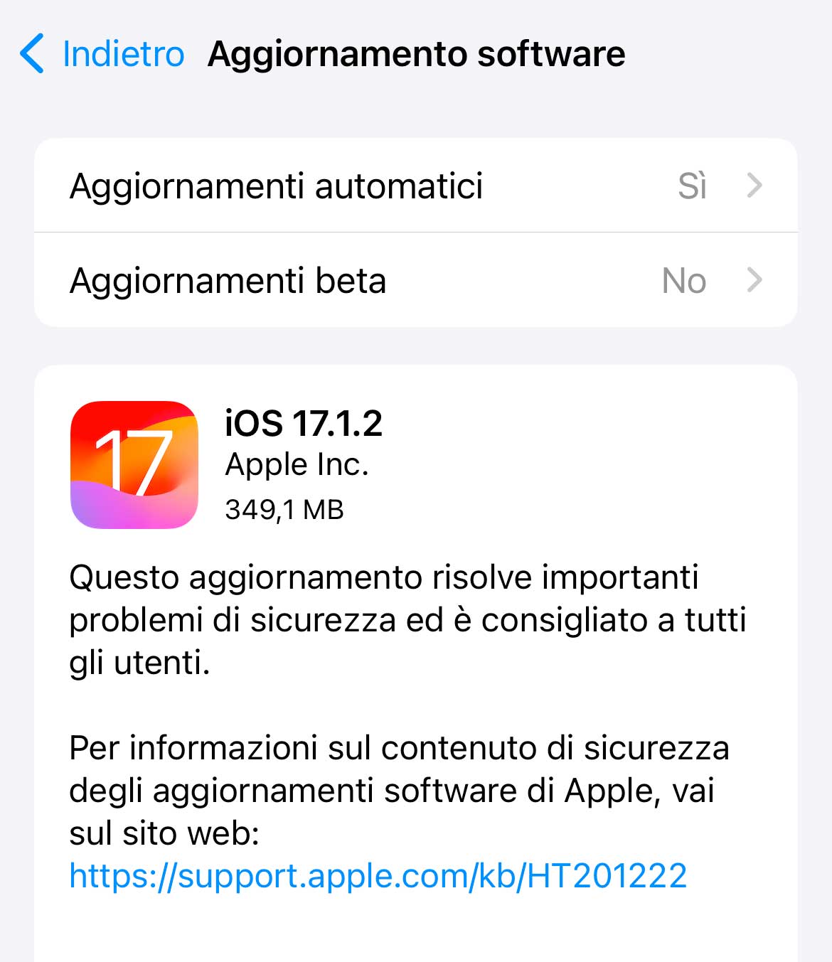 Mises à jour disponibles pour iOS 17.1.2 et iPadOS 17.1.2